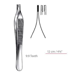 Adson-Brown Dressing Forceps With 9 x 9 Grasping Teeth Surgical Instruments Veterinary Tools - Image 1