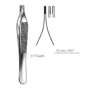 Adson-Brown Dressing Forceps With 7 x 7 Grasping Teeth Surgical Instruments Veterinary Tools - Image 1