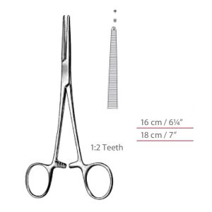 Crile-Rankin Delicate 1 x 2 Teeth Kocher Hemostatic Forceps Straight Surgical Instruments Veterinary Tools - Image 1