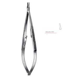 Castroviejo Needle Holders Extra Delicate Serrated Handle with Lock Curved Smooth Jaws Surgical Instruments Veterinary Tools - Image 1