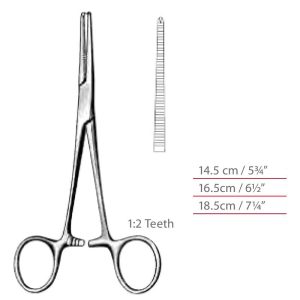 Kocher-Nippon 1 x 2 Teeth Hemostatic Forceps Straight Surgical Instruments Veterinary Tools - Image 1