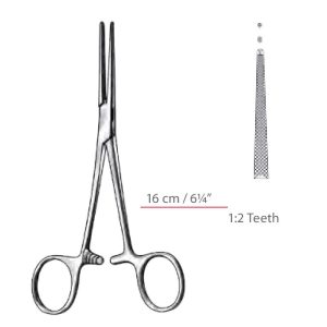 Dixon-Lovelace 1 x 2 Teeth Hemostatic Forceps Kocher Surgical Instruments Veterinary Tools - Image 1