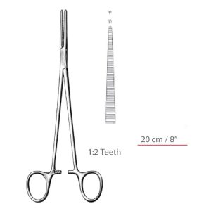 Heiss 1 x 2 Teeth Hemostatic Forceps Kocher Straight Surgical Instruments Veterinary Tools - Image 1