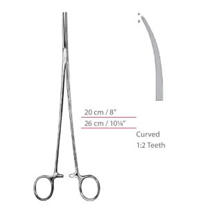 Bengoela 1 x 2 Teeth Hemostatic Forceps Kocher Curved Surgical Instruments Veterinary Tools - Image 1