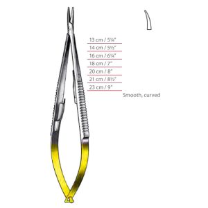 Castroviejo TC Needle Holders Curved Smooth Jaws with Flat Serrated Handle with Lock Surgical Instruments Veterinary Tools - Image 1