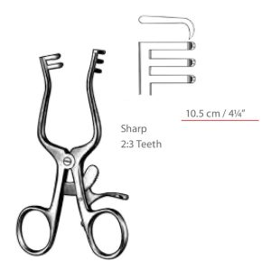 Weitlaner Self Retaining Retractors 2 x 3 Sharp Teeth Surgical Instruments Veterinary Tools - Image 1