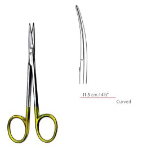 Iris Dissecting Scissors TC Curved With Sharp / Sharp Ends Surgical Instruments Veterinary Tools - Image 1