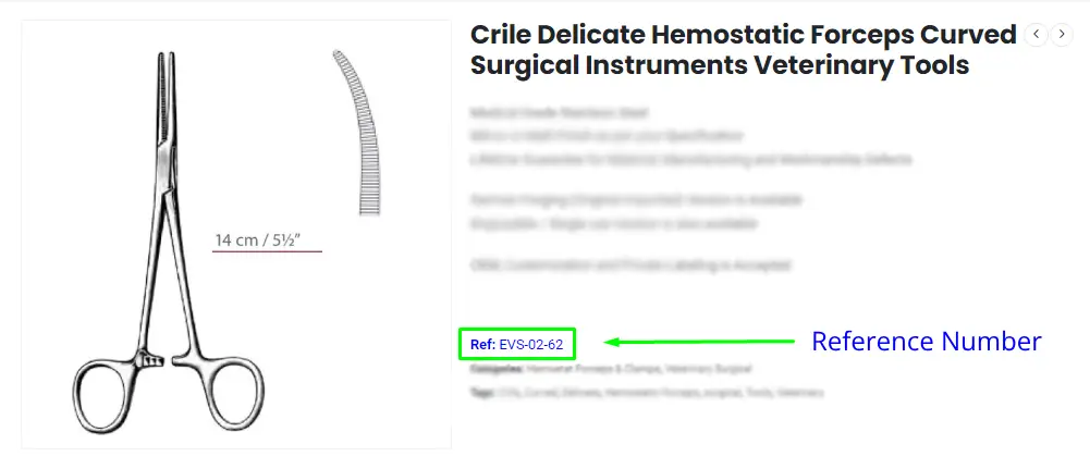 product reference number