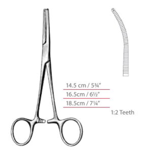 Kocher-Nippon 1 x 2 Teeth Hemostatic Forceps Curved Surgical Instruments Veterinary Tools - Image 1