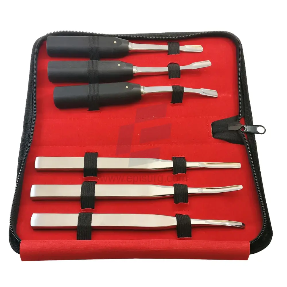 Equine Dental Extraction Elevator Set Of 6 in Zip Case