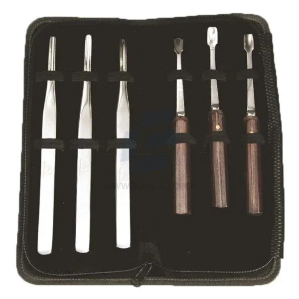 Equine Incisor Dental Elevator Set of 6 Pieces in Zip Case
